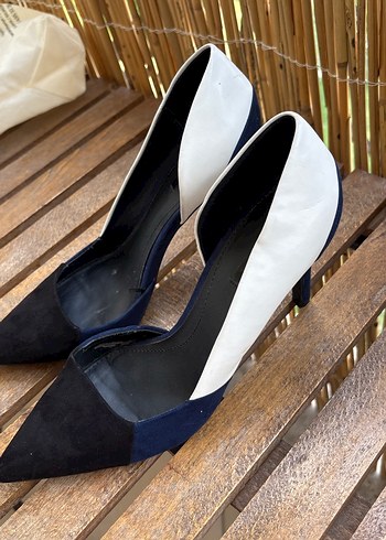 40 Beden Mavi Süet Kadın Stiletto Topuklu Ayakkabı