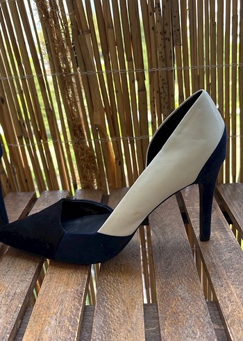 Zara Mavi Süet Kadın Stiletto Topuklu Ayakkabı