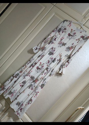 Pembe Uzun Kollu Piliseli Kadın Elbise - Görsel 6