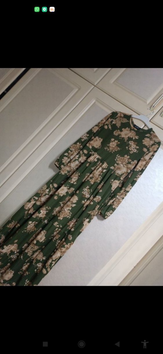 Pembe Uzun Kollu Piliseli Kadın Elbise - Görsel 2