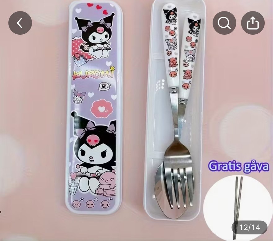 Kuromi Temalı Pastel Pembe Çatal Kaşık Seti - Görsel 2