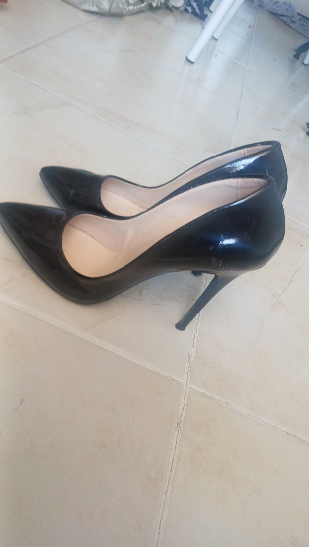 Parlak Siyah Yılan Desenli Stiletto Topuklu - Görsel 5