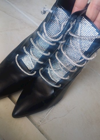 Şık Siyah Yılan Desenli Deri Stiletto Botlar - Görsel 7