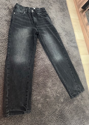 Zara Koyu Gri Yikamali Rahat Kesim Jean