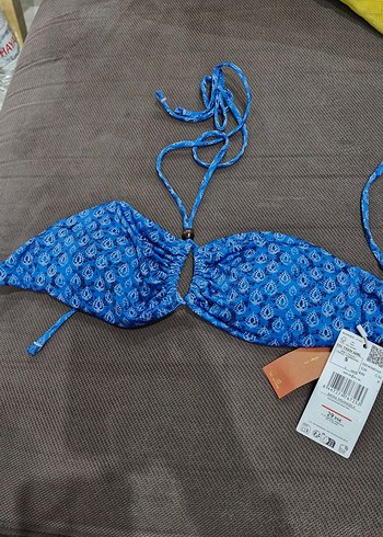 Mavi Desenli Bohem Büstiyer Bikini Üstü - Görsel 2