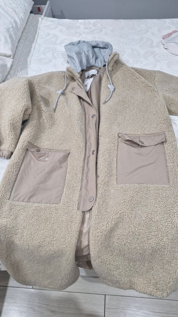 stradivarius pelus uzun mont - Görsel 5