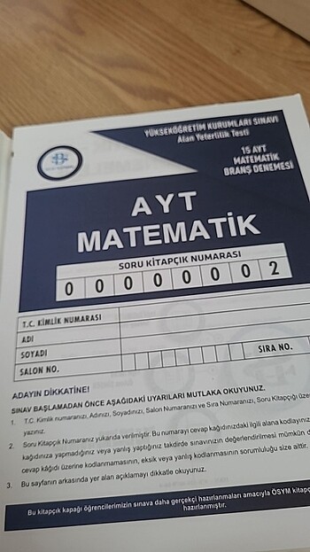  BİLGİ SARMAL AYT MATEMATİK BRANŞ DENEMELERİ