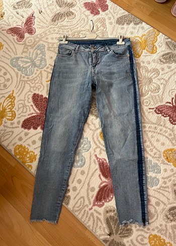 Kadın Mavi Bel Detaylı Bol Kesim Jean - Görsel 3