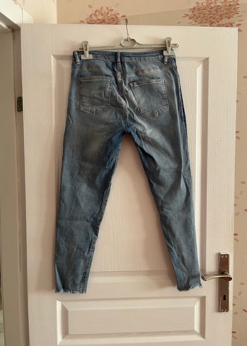 Kadın Mavi Bel Detaylı Bol Kesim Jean - Görsel 2