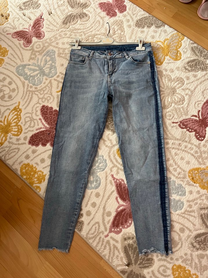 Kadın Mavi Bel Detaylı Bol Kesim Jean - Görsel 3