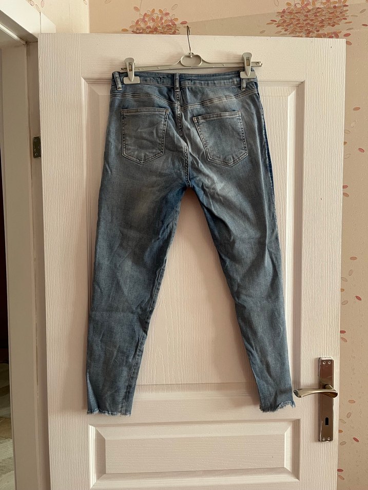 Kadın Mavi Bel Detaylı Bol Kesim Jean - Görsel 2