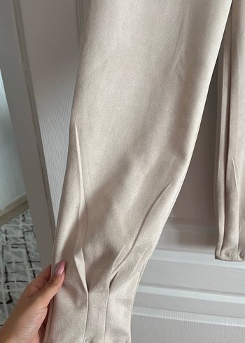 Bej Kadın Süet Rahat Kesim Eşofman Altı - Görsel 2