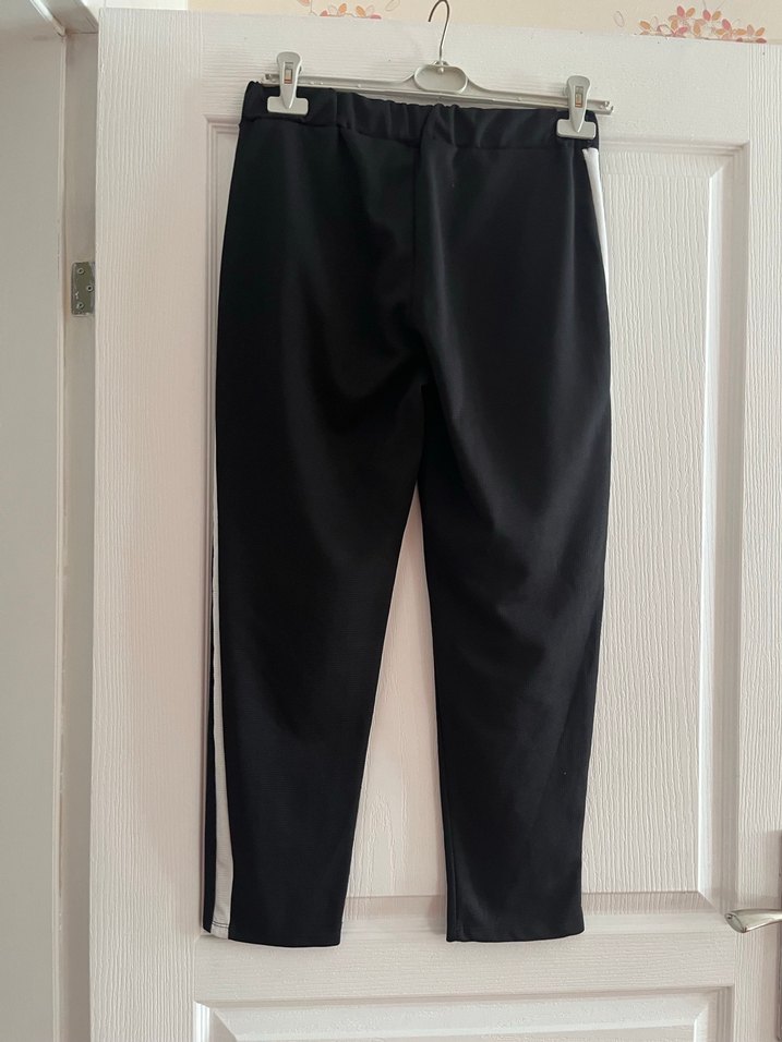 Siyah Çizgili Kadın Kumaş Pantolon - Görsel 2