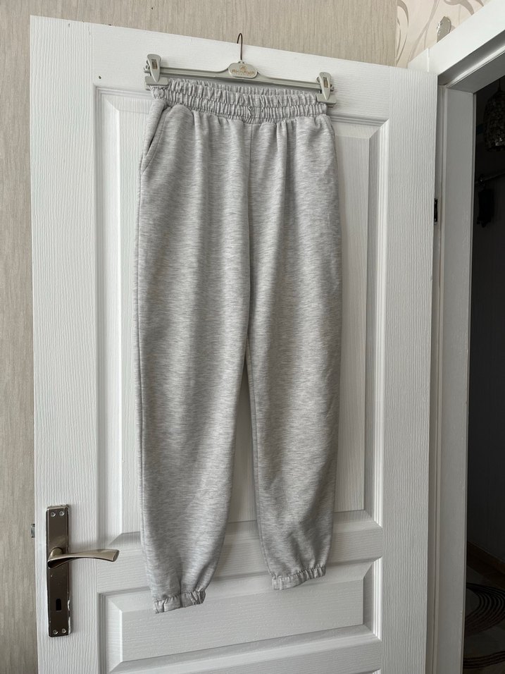 Gri Kadın Keten Rahat Kesim Eşofman - Görsel 2