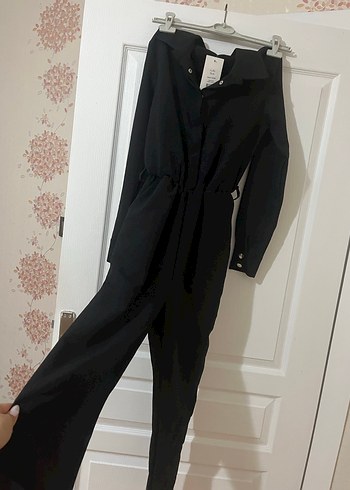 Kadın Siyah Uzun Kollu Tulum - Görsel 3