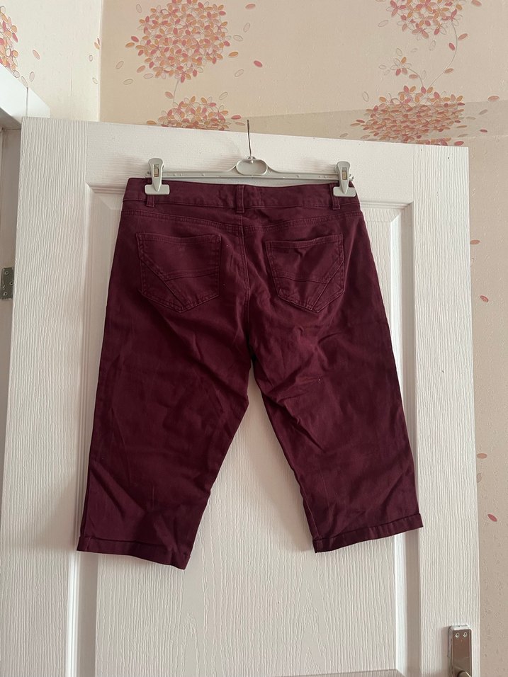 Bordo Kadın Mini Pamuklu Rahat Pantolon - Görsel 2