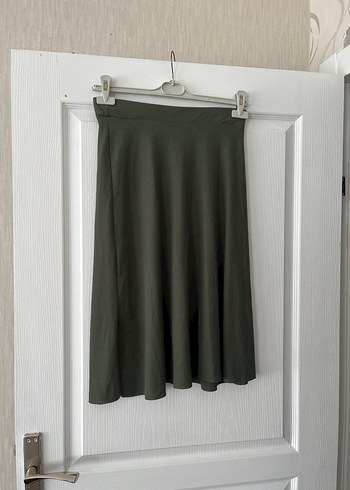 Kadın Haki Midi Salaş Drapeli Etek - Görsel 2