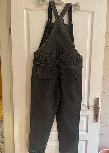 Gri Kadın Denim Midi Tulum - Görsel 3