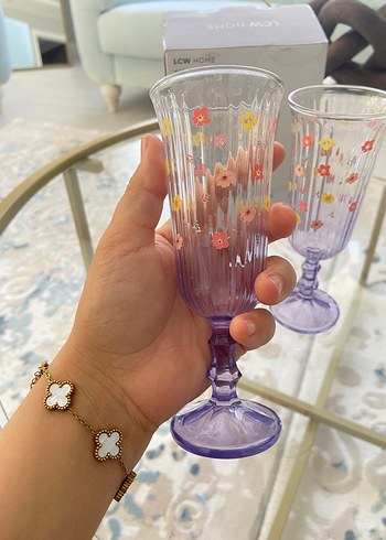 Lc Waikiki Home LCW HOME Mor Çiçekli 2'li Kadeh Seti