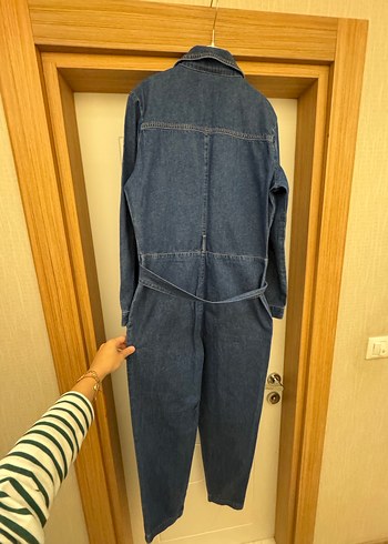 Denim kemerli tulum - Görsel 4