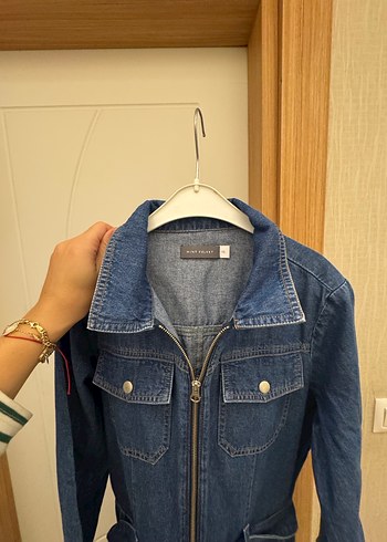 Denim kemerli tulum - Görsel 2