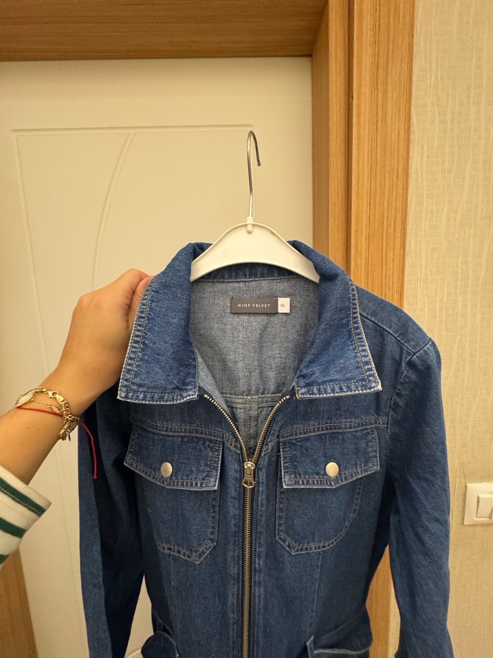 Denim kemerli tulum - Görsel 2