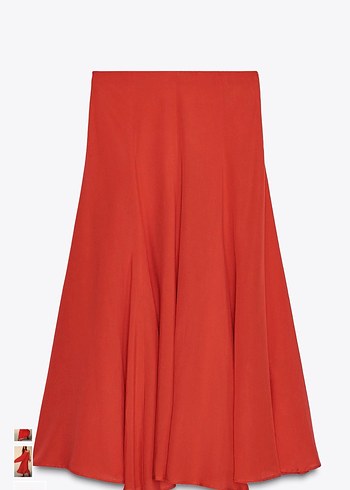 Zara volanlı uzun kırmızı etek - Görsel 2