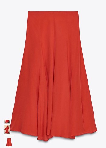 Zara volanlı uzun kırmızı etek - Görsel 3