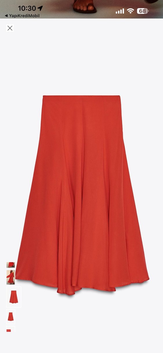 Zara volanlı uzun kırmızı etek - Görsel 2
