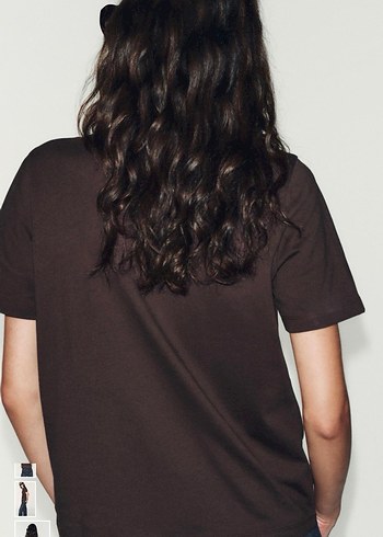 Zara inci Detaylı Kahverengi Kadın Tişört - Görsel 3