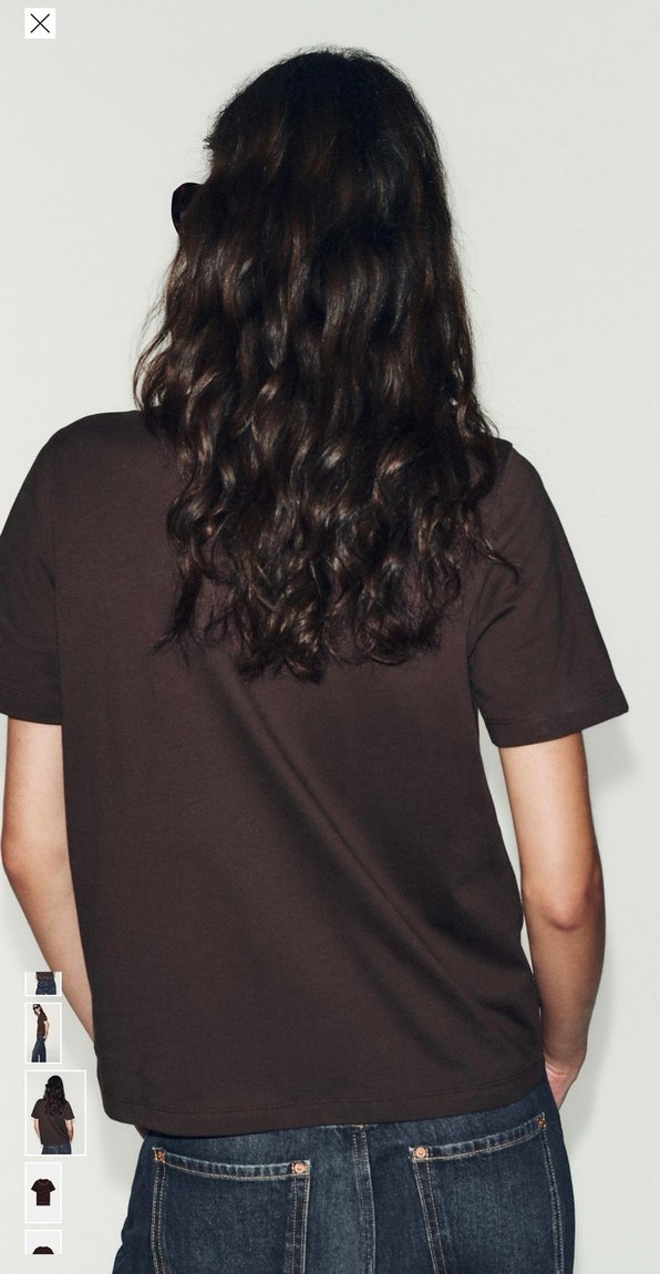 Zara inci Detaylı Kahverengi Kadın Tişört - Görsel 3