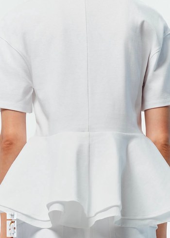 Zara Beyaz Pamuklu Kısa Kollu volanlı bluz - Görsel 4