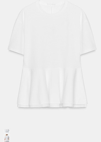 Zara Beyaz Pamuklu Kısa Kollu volanlı bluz - Görsel 5