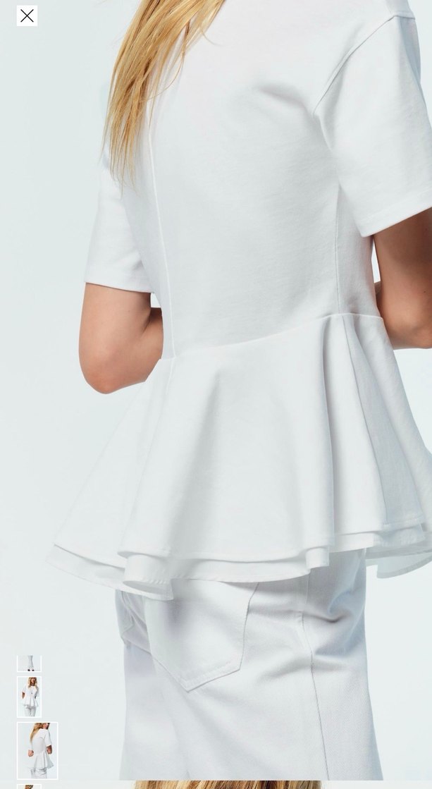 Zara Beyaz Pamuklu Kısa Kollu volanlı bluz - Görsel 3