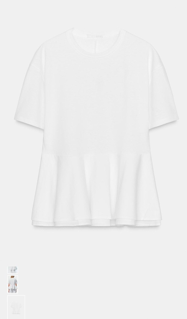 Zara Beyaz Pamuklu Kısa Kollu volanlı bluz - Görsel 5