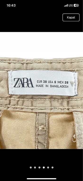 m Beden ten rengi Renk Zara pantolon