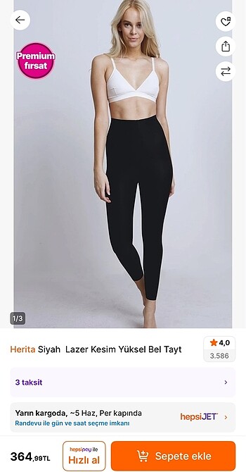 Herita lazer kesim yüksek bel tayt S-M