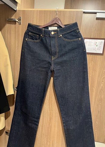 Zara Koyu Mavi Yuksek Bel Denim Jean