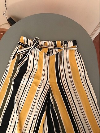 Pantolon Keten Renkli Çizgili Sarı