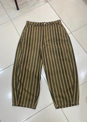 Asos Haki Cizgili Rahat Keten Pantolon