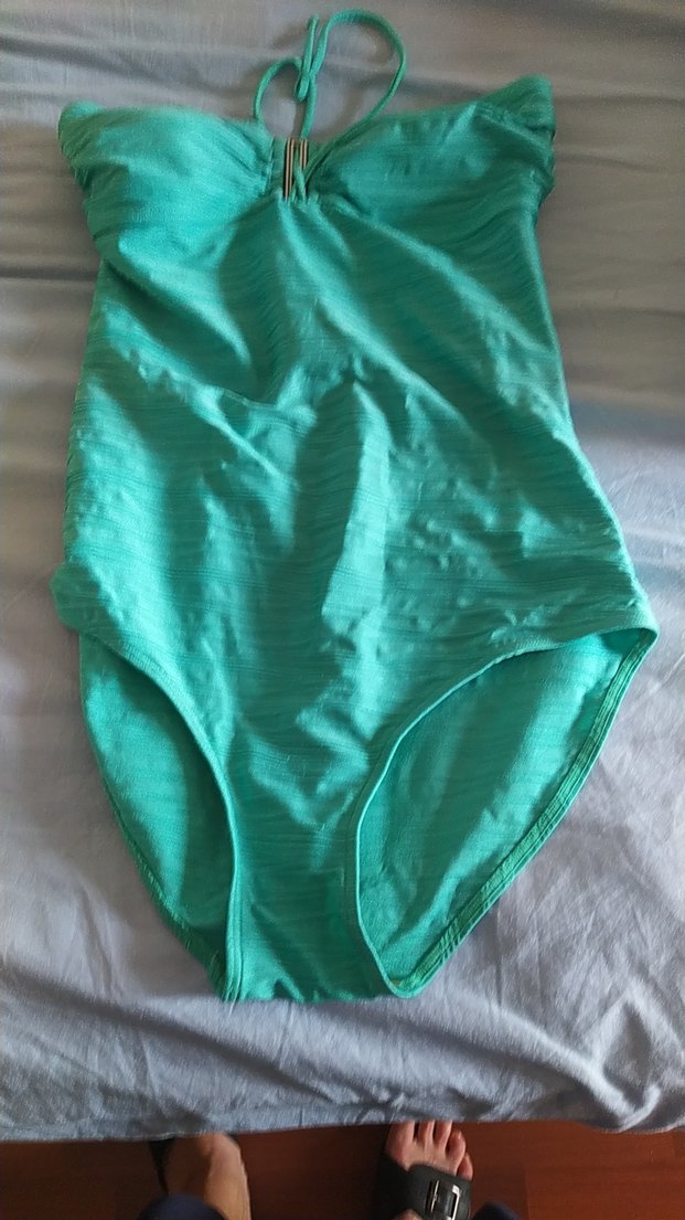 Turkuaz Pilili İnce Askılı Kadın Mayo - Görsel 2