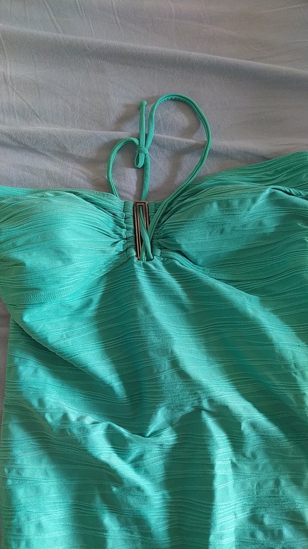 Turkuaz Pilili İnce Askılı Kadın Mayo - Görsel 3