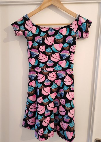 Trendyol & Milla Pastel Renkli Cupcake Desenli Straplez Midi Elbise