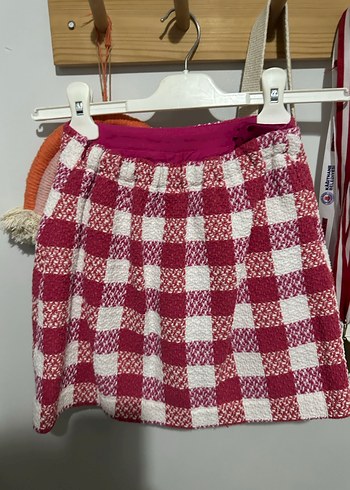 Zara Zara Pembe Kareli Örgü Mini Etek