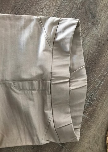 Bej Kadın Likralı Pantolon, Midi Boy - Görsel 2