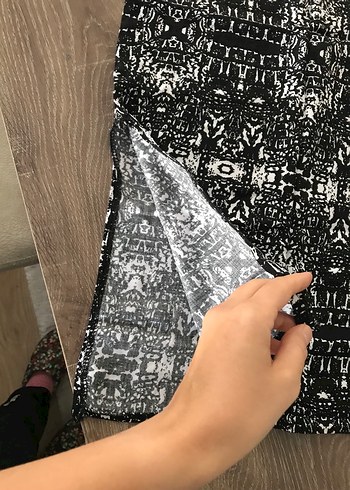 Örgü Detaylı Siyah Bohem Desenli Uzun Etek - Görsel 2