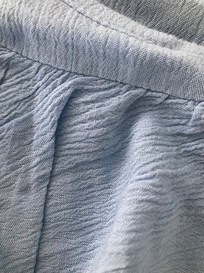 Mavi Keten Fırfırlı Kolsuz Crop - Görsel 4