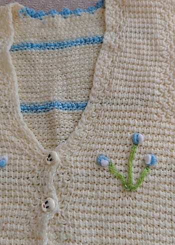 Kız Çocuk Nakışlı Triko Yelek - Görsel 3