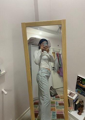 midi yırtmaçlı denim etek - Görsel 2