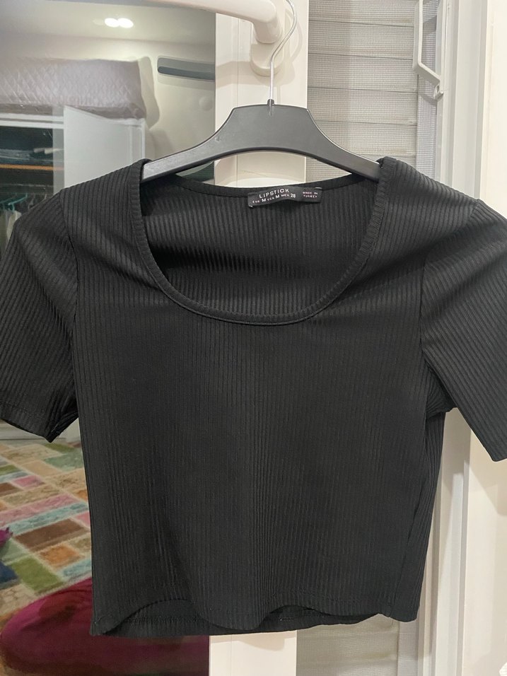 siyah crop top - Görsel 4